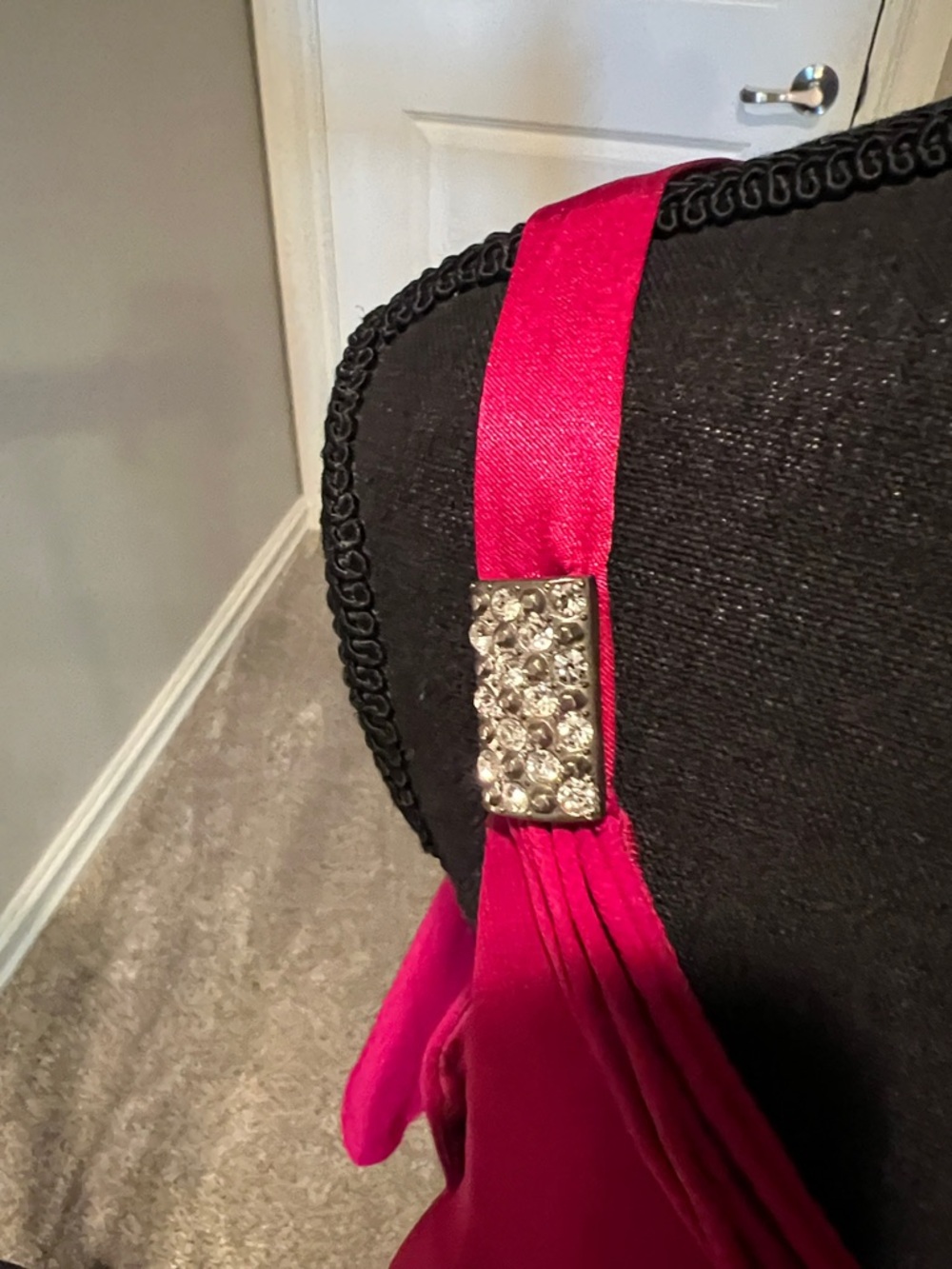 S.L. Fashions Hot Pink Layered Midi Dress with Embellished Straps - Picture 5 of 11